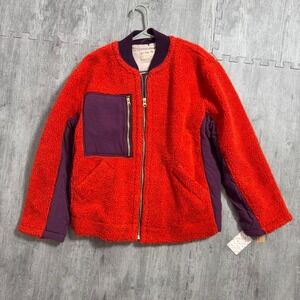 Free People Vibrant Red and Deep Purple Bomber Jacket